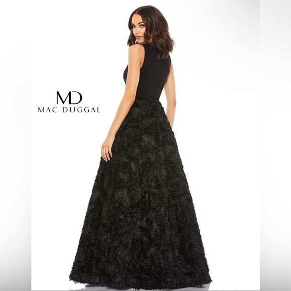 Mac Duggal 67212D Ruffle Skirt V-Neck Dress Jersey Top.  Size 14 ♥️ - Picture 5 of 5